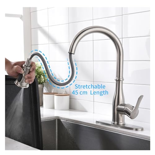 Robinet de cuisine haut de gamme en chrome avec mitigeur arc élevé