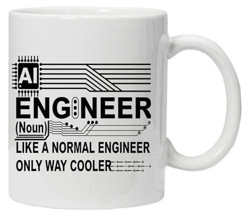 NAUNIQTEE AI Engineer Coffee Mug, Funny Circuit Design, White Ceramic Cup for Programmers and Developers