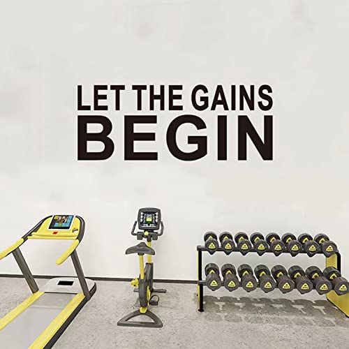 Seatune Inspirational Quotes Wall Stickers - Motivational Gym Office Wall Decals - Positive Home Vinyl Art Wall Decor - Let The Gains Begin 23"X9" #TOP12