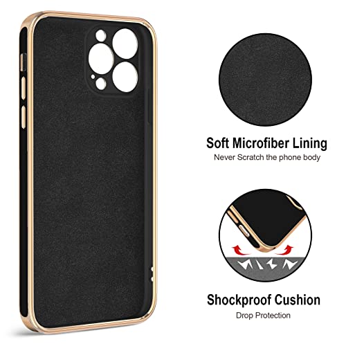 Hython Case for iPhone 12 Pro Max Case with Ring Stand [360° Rotatable Ring Holder Magnetic Kickstand] [Soft Microfiber Lining] Plating Rose Gold Edge Shockproof Protective Phone Cases Cover, Black by Hython - Image 3