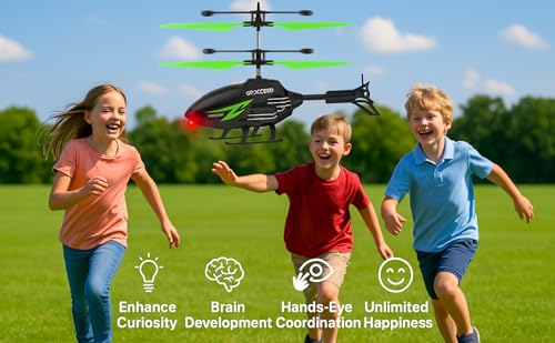 Image of DURAZO Remote Control Plastic Helicopter Toy for Kids | Gravity Sensor Battery Chargable Toy Helicopter | USB Charging Infrared Induction Flight I Pack of 1 (Black Green)