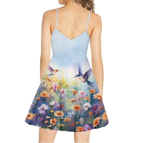 Image of Biyejit Women Casual Loose Dress Strap Long Summer Beach Swing Dress