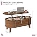 LYNCOHOME Fluted Lift Top Coffee Table with Storage,Modern Oval Coffee Table for Living Room or Home Office（Walnut）