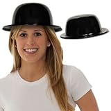 Windy City Novelties Black Plastic Derby Hats Bulk 12 Pack