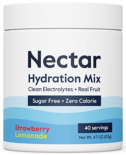 Image of Nectar Sugar Free Electrolytes Powder - Organic Fruit No Sugar or Calories - Hydration Powder for Dehydration Relief and Rehydration - Keto and Paleo (Strawberry Lemonade 40 Serving Tub)