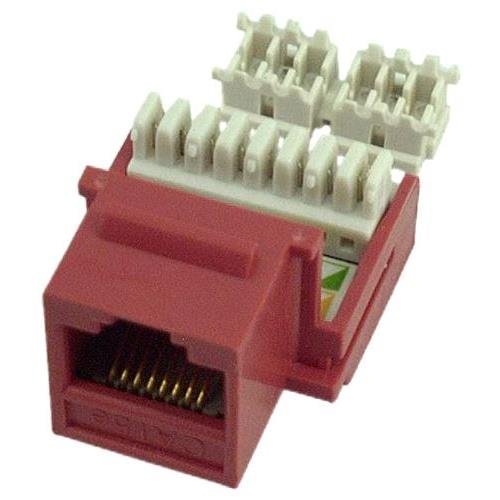 10 Pack of RJ4508 Female Keystone Jack Connector Red Category 5e