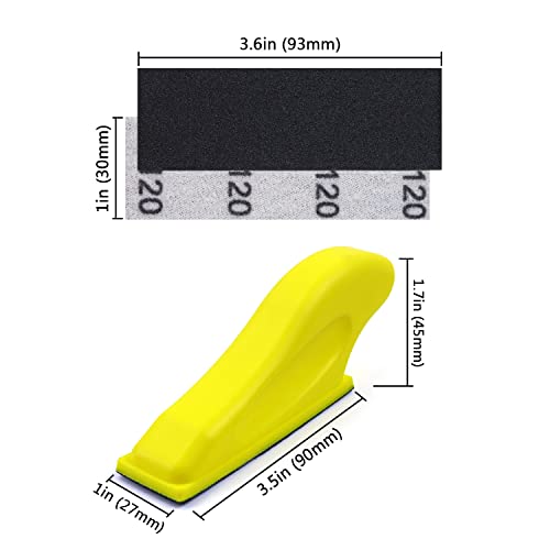 Poliwell Micro Sander Tool, Detail Finger Sander For Crafts, 80 Pcs Wet Dry Sandpaper 80 120 150 180 240 320 400 600 Grit + 3.5” X 1” Mini Handle Sanding Block For Diy, Wood, Metal And Narrow Spaces #TOP1