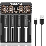 18650 Battery Charger,MIEKLALE 4-Bay Smart Universal Charger for Rechargeable Batteries Li-ion IMR 10440 14500 16340 RCR123 26650 17500 18490,Ni-MH Ni-Cd AA AAA