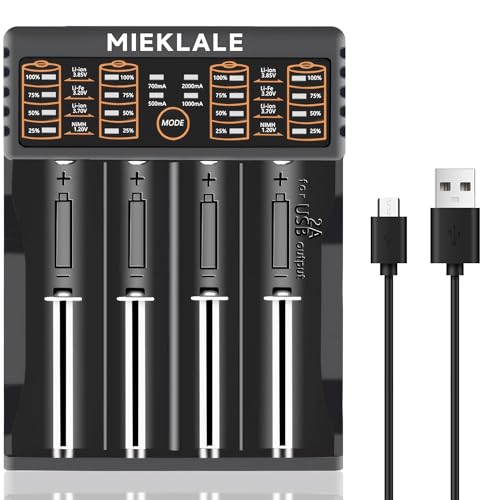 MIEKLALE 4-Bay Universal Rechargeable Battery Charger