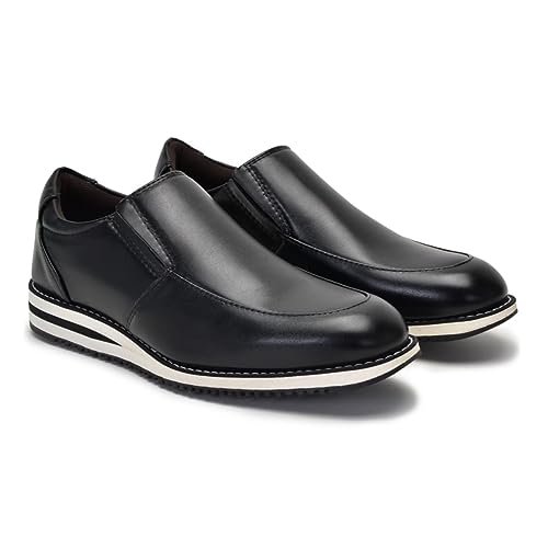 Sapato Masculino Slip On Social Casual Sport Sapatênis Oxford Confortável Macio Sem Cadarço (PRETO,