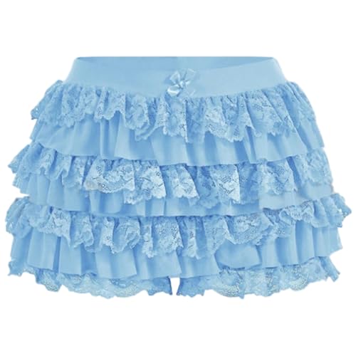 Mini falda de encaje Y2K para mujer con forro de pantalón corto