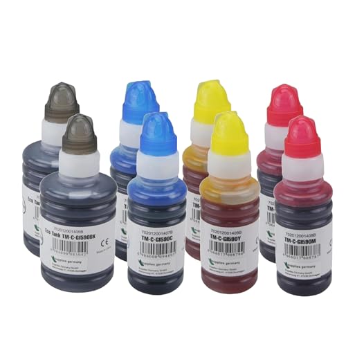 Eurotone GI-590 GI590 Multipack Tinte, kompatibel für Canon PIXMA G1500 G1501 G1510 G2500 G2501 G2510 G3500 G3501 G3510 G4500 G4510 G4511 Drucker, 8 Farben (2X Schwarz/2xCyan/2xMagenta/2xGelb)