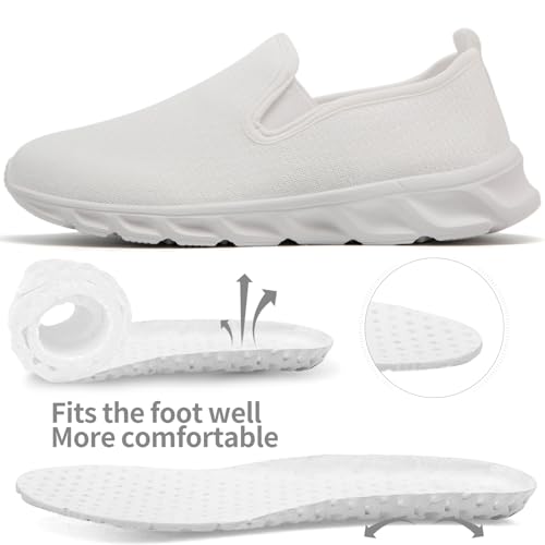 Image of Tennis Shoes Women Running Walking Gym Slip on Sneakers Workout Athletic Breathable Fashion Sport Casual Shoe White Size 8.5
