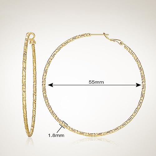 SPOINT SPOINT Gold Hoop Earrings 14K Gold Hoop Earrings for Women Big Lightweight and Hypoallergenic Extra Large 14 Karat Hoops Earring for Womens Earring 35mm 45mm 55mm2