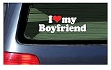 I Love My Boyfriend ~ White Car Window Sticker with Red Heart Vinyl Decal Letters Stickers