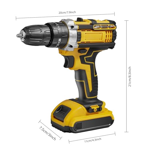 Cordless Drill 21V, 18+1 Torque, 2 Batteries, 45 Nm, 24 Accessories, 3/8 Inch Chuck, Two Speed Settings, LED Lighting - Image 7