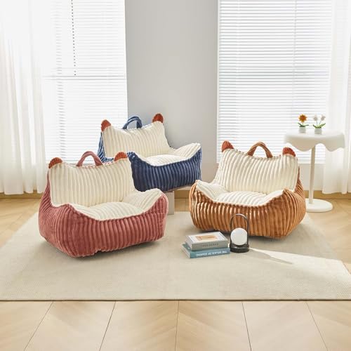 Image of Kisoy Bean Bag Chair, Bean Bag Sofa with Memory Foam Filler for Boys and Girls Soft Faux Fur Fabric Floor Chair for Gaming, Reading Relaxing,Blue