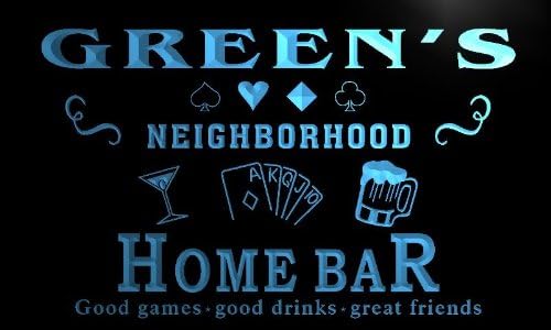 ADVPRO x1035-tm Green's Home Bar Poker Room Custom Personalized Name Neon Sign
