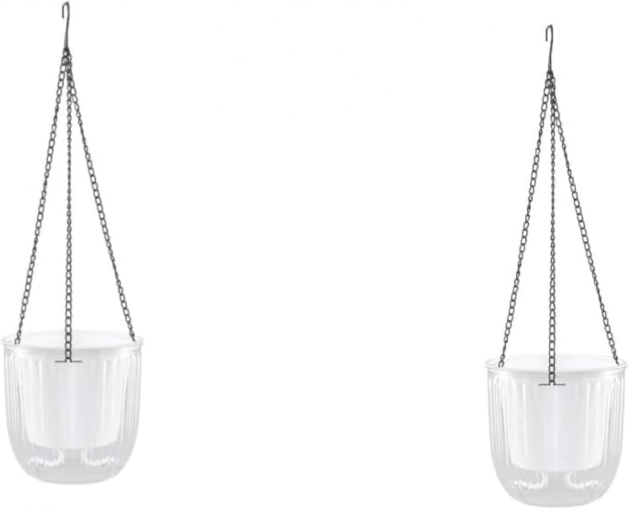 2 Pcs Plastic Hanging Planter with Automatic Watering Function Hanging Basket Flowerpot for Decorative Plants, Indoor and Outdoor Hanging Plant Pot