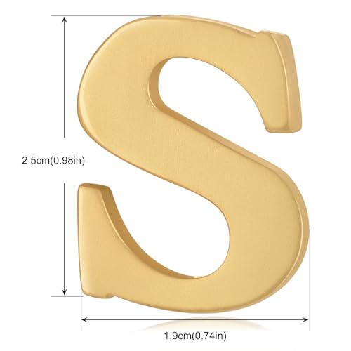Image of HONEY BEAR Mens Womens Initial Alphabet Letter Lapel Pins Collar Badge Brooches for Business Wedding Graduation Gift Matte Gold 0.59 inches