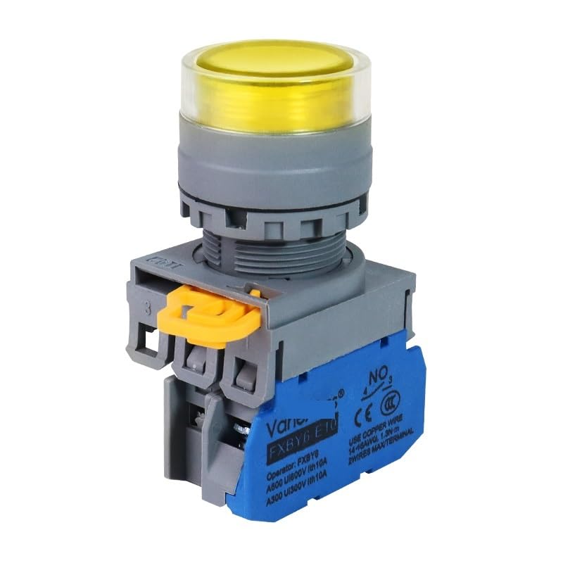 Interrupteur bouton-poussoir FXBY6 jaune pour armoire électrique 110V 22mm