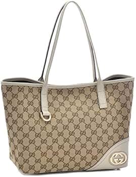 。GUCCI グッチ　ハンドバック　トートバッグ　ホワイトベージュ GGエンブレム〕ミディアム トートバッグ ・ベージュ＆ホワイト