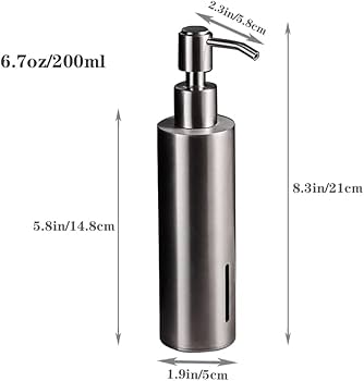 Amazon｜6.7オンス/200ml プレミアムソープディスペンサー ステンレス