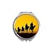 Outline Sunset Journey Silk Road Camel Desert Hand Compact Mirror Round Portable Pocket Glass