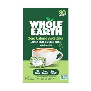 Whole Earth Sweetener Co. NATURE SWEET Stevia & Monk Fruit Sweetener, Erythritol Sweetener, Sweet Leaf Stevia Packets, Sugar Substitute, Natural Sweetener, 80 Count