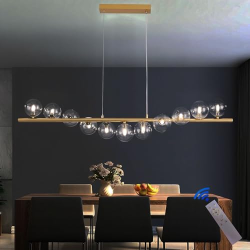 TUOFEISS Mid Century Modern 11-Light Glass Globe Chandelier, 3-Color Dimmable