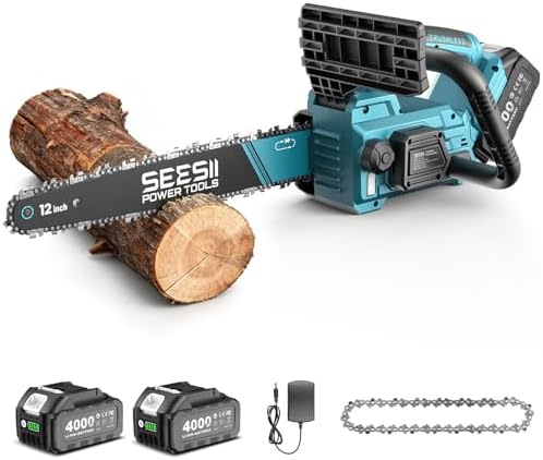 SEESII Motosierra a Batería 12 Pulgadas, 1200 W con Depósito de A...