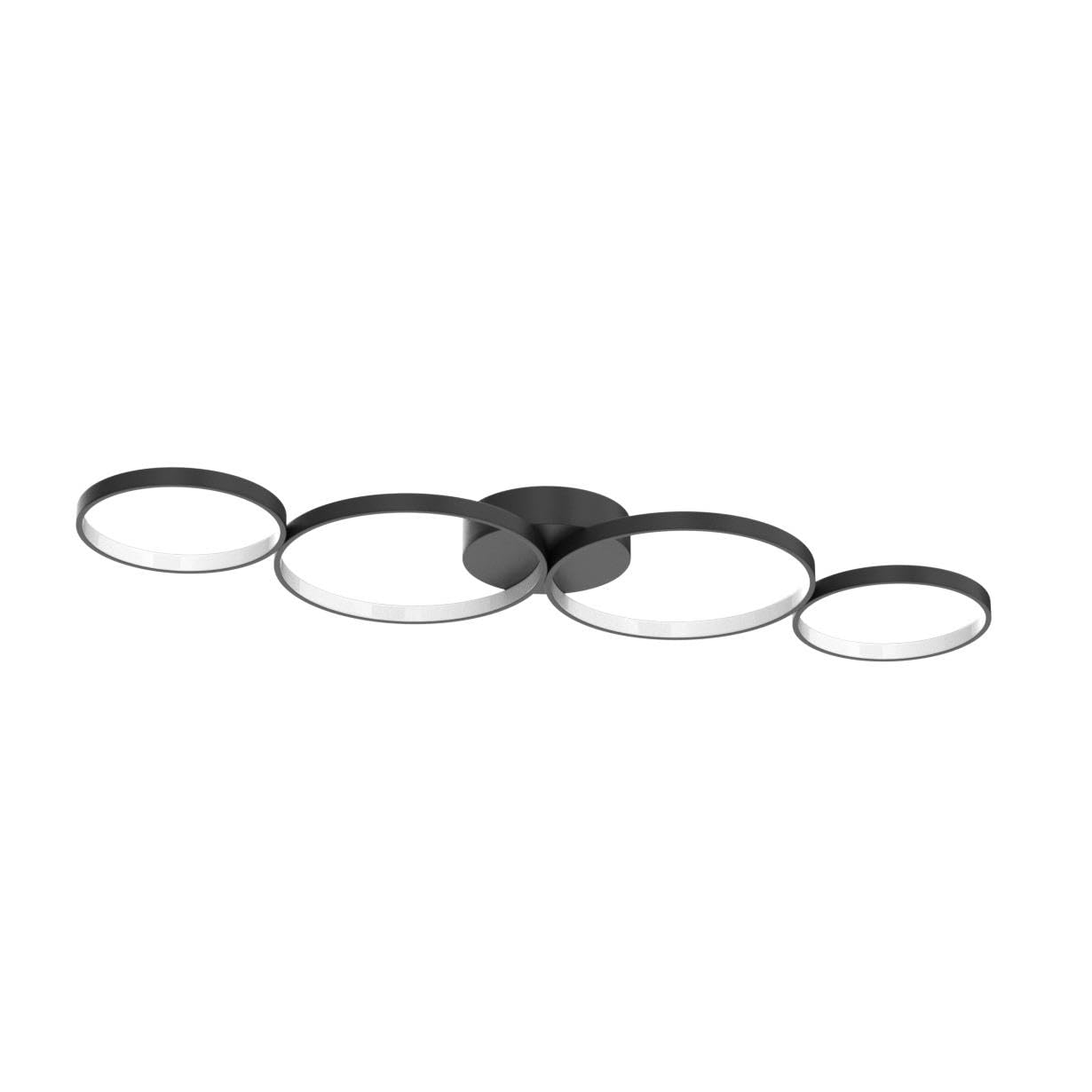 GBLY Lampa sufitowa LED nowoczesna 4 płomienie w optyce pierścieniowej | 3000k biała ciepła lampa sufitowa okrągła 37W wewnętrzna czarna lampa do salonu wykonana - salon przedpokój biuro gabinet