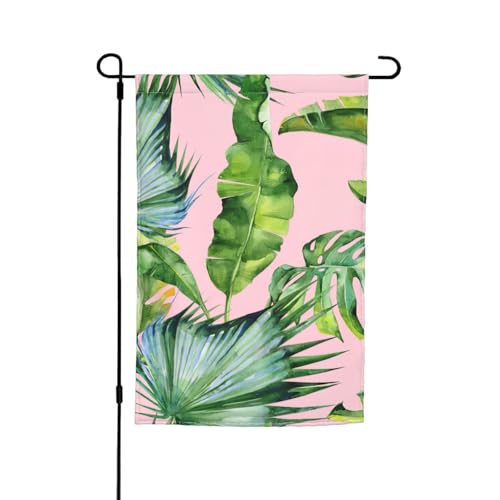 Drapeaux de jardin de vacances imprimés feuilles de bananier fraîches 30,5 x 45,7 cm toutes saisons drapeau extérieur cour décoration pour patios