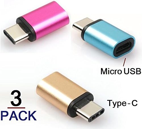 Josi Minea x3 Pcs USB 3.1 Type C (USB-C) to Micro USB Adapter Multicolor Connector for Samsung Galaxy S8 & S8 Plus, Google Pixel, GoPro HERO5, LG G6 & G5, Nexus 5X/6P, New Macbook & OnePlus 3 [3 Pack]