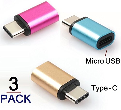 Josi Minea x3 Pcs USB 3.1 Type C (USB-C) to Micro USB Adapter Multicolor Connector for Samsung Galaxy S8 & S8 Plus, Google Pixel, GoPro HERO5, LG G6 & G5, Nexus 5X/6P, New Macbook & OnePlus 3 [3 Pack]