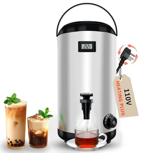Hijolla Drink Dispenser with Heating Insulated Beverage Dispenser, Electric Heating Beverage Dispenser-75 Cup Hot&Cold water Urn,Stainless Steel Hot Drink Dispenser 12 L/3.2 Gallon for tea,Juice