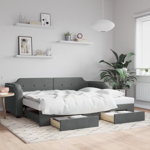 ZEYUAN Sofá Cama Nido con cajones Tela Gris Oscuro 90x200 cm, Estructura de Cama, Sofas De Salon, Sofa Relax, Sofa Bed, Base De Cama, Marco De Cama, Somier 3197671