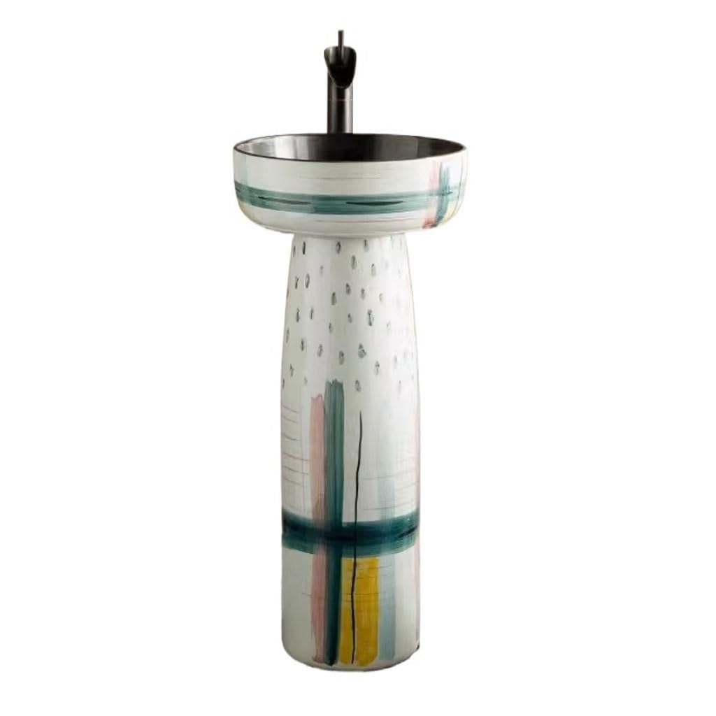 NEBE Bathroom Sink Courtyard Column-type Ceramic Washbasin Outdoor Floor-standing
