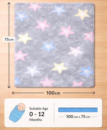 Image of First Kick Luxury Soft Baby Blanket Pack of 100 x 75 cm Premium Fleece Newborn Swaddle Wrap | Baby Bath Towel All Season Blanket for 0-12 Months Crib Stroller Travel Use