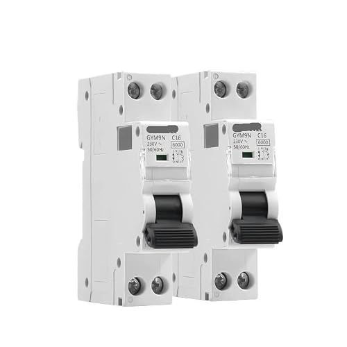 Image of Circuit Breaker,DIN Rail MCB 2PCS GYM9N 6KA MCB 6A 10A 16A 20A 25A 32A 40A 220V AC Circuit Breaker C Curve B 1P+N(C Curve 2PCS,25A)
