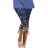 EMATOP Sommer Leggings Damen 3/4 Hose aus Baumwolle Capri Hose Hohe Taille Fitnesshose Bunt Slim Fit Jogginghose Baumwolle Casual Caprihose Schön Blumen Muster Freizeithose Elegant Strandhosen