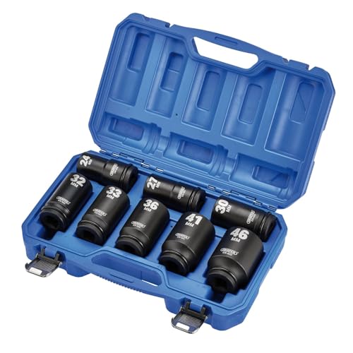 Draper HI-TORQ 8pcs Metric Deep Impact Socket Set, 3/4" Sq. Dr. - 20208-6-Point CR-MO Steel