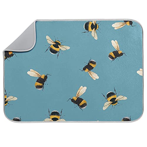 Vvfelixl G59847109P523C558S1114 Dish Drying Mat Flying Bumblebee Drying Pad Microfiber Absorbent Dish Drainer thumb #1