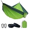Camping Hammock Double with 2 Tree Straps Made of Portable Lightweight Nylon Parachute for Backpacking, Travel, Beach, Yard and Outdoor Survival (Green)