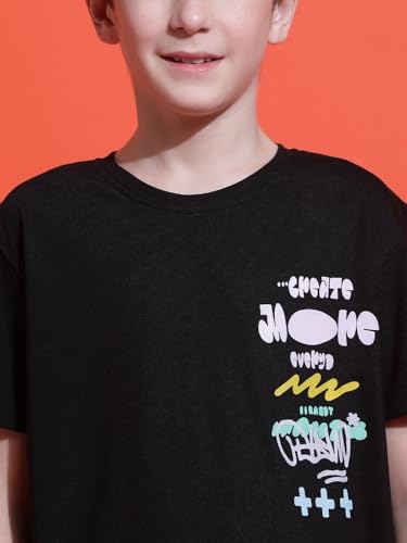 Image of Li'l Tomatoes Boys Cotton T-Shirt | Graphic Printed Half Sleeve Casual Summer Wear | Soft & Breathable | 9-16 Years