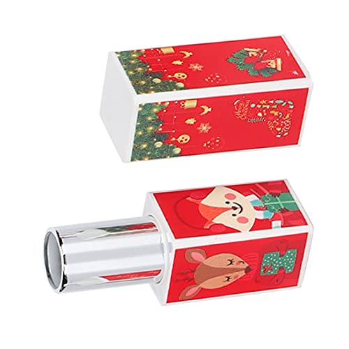 Tubos de lápiz labial vacío DIY de estilo navideño, contenedor cuadrado de bálsamo, 4 uds 3