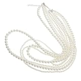 JEWEDECO Collar Elegante y Largo de Perlas Falsas Beige de Varias Capas Añade Profundidad y Destaca la Individualidad Estilo Sofisticado para Mujer Adecuado para Suéteres