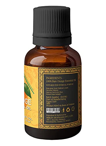 Image of Heilen Biopharm Orange Essential Oil -15 mL Bottle Pack of 1, Food Grade Edible For Radiant Skin, Soothing, Nourishing, Smoothening, Softening, Brightening, Inner Balance
