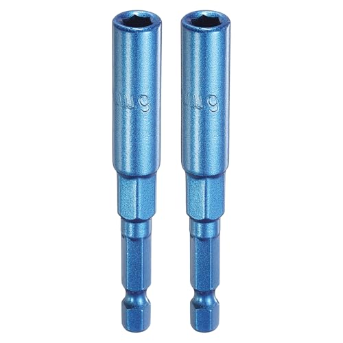 Image of sourcing map Nut Driver 6mm Hex Drive Socket with 1/4" Hex Shank Blue 2pcs