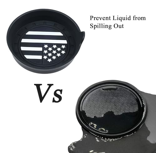 Image of Amooca Car Cup Coaster Universal Non-Slip Silicone Cup Holder Insert Car Interior Accessories for Drink American Flag US Flag 2 Pack Black